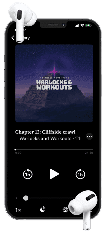 Image of warlocks and workouts audiobook on iphone